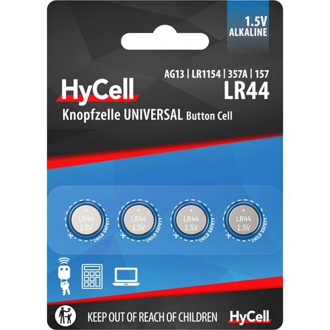 Lot de Piles alcalines LR44 (4 pièces) – Piles Plates LR44 1,5V pour télécommande, clé de Voiture, Calculatrice de Poche, etc. – Piles Boutons polyvalentes (1/5)