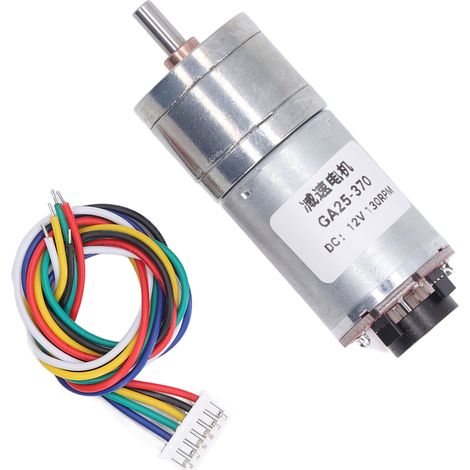 Motoréducteur 12 V 130 tr/min, engrenage métallique, torsion élevée, alliage d'aluminium, composant électronique pour imprimante/robot (1/5)
