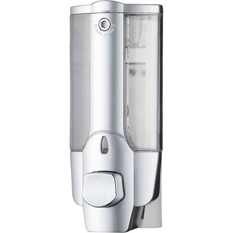 Dispensador de jabón manual de pared, dispensador de jabón de manos de 350 ml, dispensador de jabón comercial de pared para baño, cocina, hotel (plateado) (1/4)