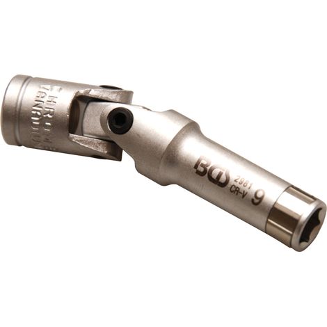 Llave de vaso para calentadores articulada hexagonal entrada 10 mm (3/8") 9 mm