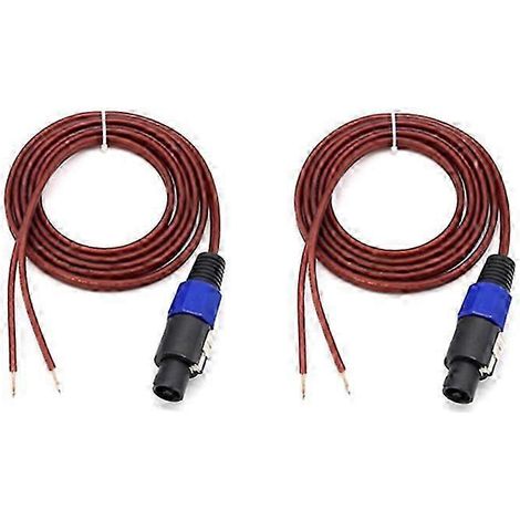 Lot de 2 câbles Speakon pour haut-parleurs, fils nus, extrémité ouverte, câble audio Speakon vers haut-parleur, pour amplificateur, bonne qualité (1/5)