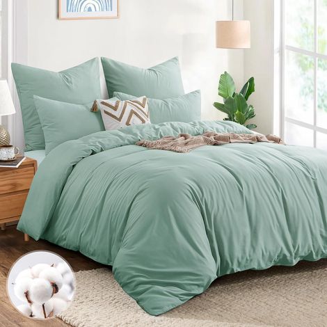 Bettwäsche Baumwolle Duvet Cover Kissenbezüge 80x80cm Set 200x200 Grün (1/5)