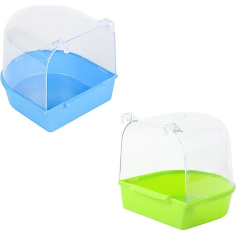 Pond of Bath Suspended for Parrots in PVC Blue, Accessory Practical for Birds in Summer and Winter, Set of 2 Pieces easy to clean and Dustproof (1/5)