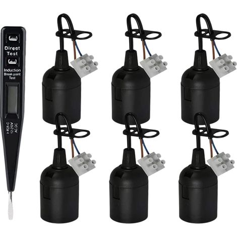 6Pcs Douille E27 noir, E27 Rénovation Douille, 250V 4A douille de lampe avec câble, Douille de Chantier, Edison suspension lampe, convertisseur Baïonnette pour Ampoules LED et Ampoules Halogènes.