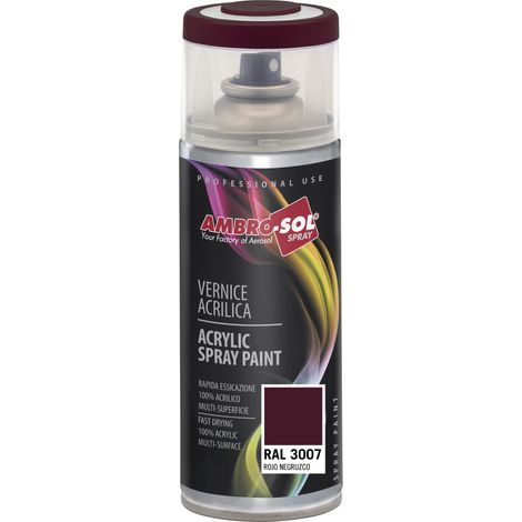 Vernis peinture Acrylique Multi-Usage, Peinture Brillante pour Intérieur et Extérieur, Adapté a Tous Type de Matériau, Aérosol En Fer-Blanc Recyclable de 400 ml, Amarante (1/5)