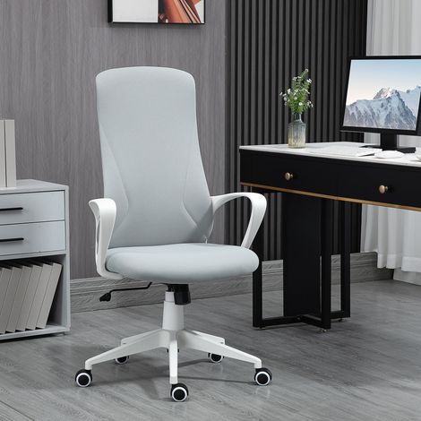 Silla de Oficina Giratoria Altura Ajustable con Reposabrazos Función de Basculante Respaldo Alto 62x56x110-119,5cm Gris (1/5)