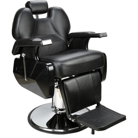Barberpub Friseurstuhl Friseursessel mit Kopfstütze, Hydraulikpumpe, 360° Drehbar & Höhenverstellbar, Friseureinrichtung, Heavy-Metal-Industriestil, Kunstleder, 2687BK (1/5)