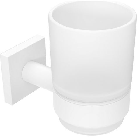 Metaform - Porta spazzolini da parete Bianco Opaco in Acciaio verniciato e vetro Mod. Hotel Maison White (1/2)