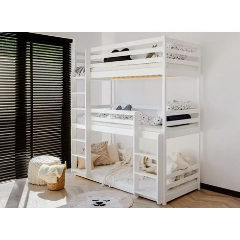Letto a castello a 3 livelli Florent White 90x200 con base inclusa (1/5)