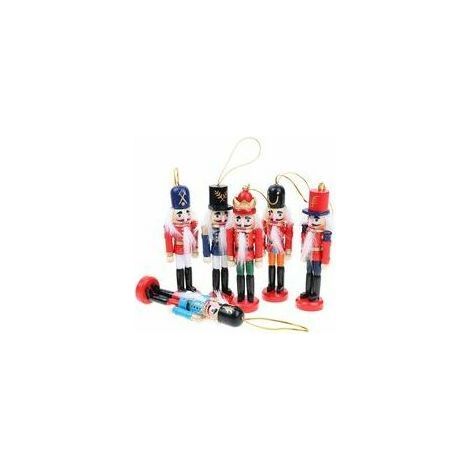 Soldat Casse-Noisette - Figurine En Bois De Noël - 12 Cm - Décoration Arbre De Noël - Lot De 6 Pièces (1/5)