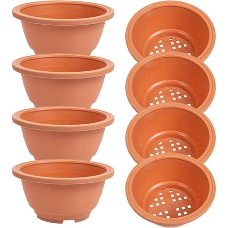 Lot de 8 Pots De Fleurs en Plastique Pot De Fleur ExtéRieur avec Trous De Drainage RéUtilisable pour Jardin Plantes Succulentes Et IntéRieur 6.38 X 6.38 X 2.91In (1/5)
