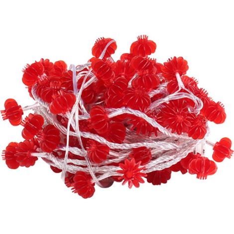 Guirlande lumineuse lanterne chinoise rouge, perles lumineuses LED, étanche, nouvel an, avec coque en PVC, pour cours sans pompon, 3 mètres/9,8 pieds, 20 (1/5)