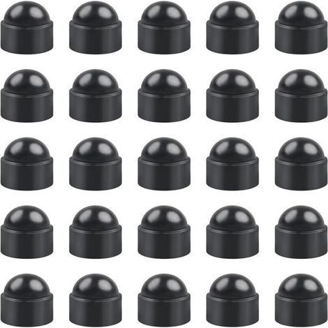 25pcs Black Plastic M8 Screw Caps - Durable Standard Hex Caps (1/4)