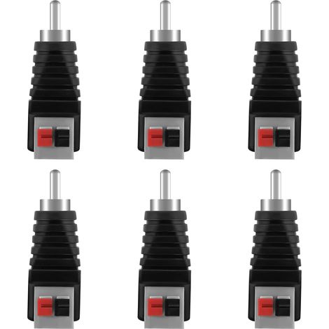 12 PCS RCA Vers Haut-parleur Adaptateur, Fiche Sans Soudure Haut-parleur Phono, RCA Mâle Vers AV Ressort Presse pourAudio Et Vidéo Subwoofer CCTV (1/5)