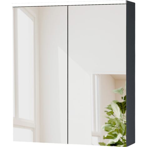 Spiegelschrank Bernstein SOLO mit LED-Beleuchtung 60cm 2 Türen Farbe: Anthrazit matt