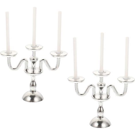 Set mit 2 Mini-Kerzenhaltern in Hausform, zarte Wohndekoration – 4,6 x 3,2 x 1 cm – Silber (1/4)
