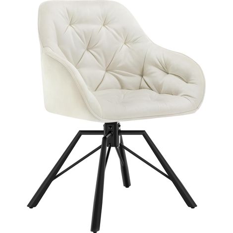 WOLTU Chaise Salle à Manger Pivotante, Chaise Cuisine en Velours + Métal, Chaise à Haut Dossier, Chaise Scandinave, Crème (1/5)