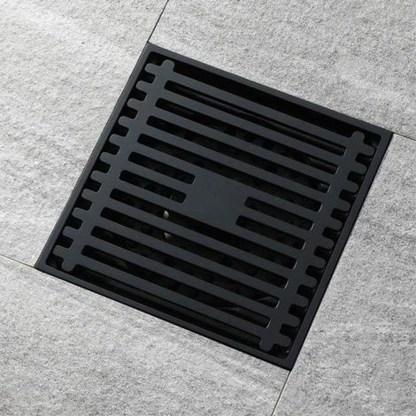 Scarico a pavimento quadrato in ottone nero con (1/4)