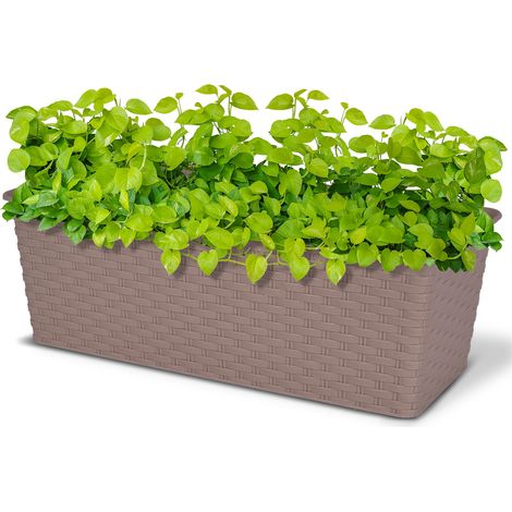 Plastic Plant Pot With Saucers Flower Planter Indoor Outdoor Holder BEIGE (1/5)