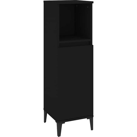 Maison Exclusive - Badschrank Schwarz 30x30x100 cm Holzwerkstoff (1/5)