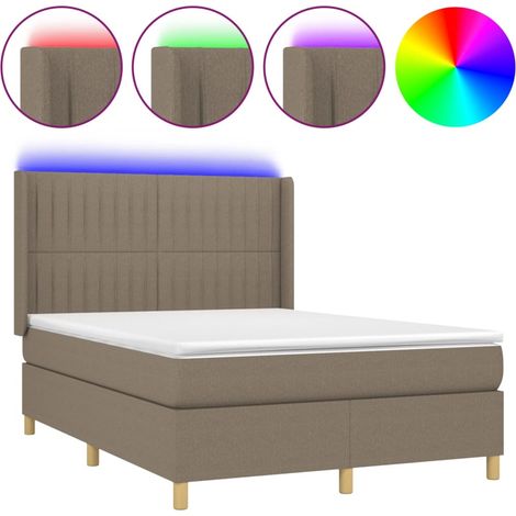 Maison Exclusive - Boxspringbett mit Matratze & LED Taupe 140x200