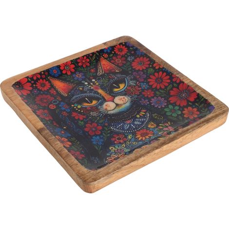 Signes Grimalt Bandeja De Decoración Cocina Bandeja Gato Cajas Y Bandejas Multicoloro 21x21x3cm 37156