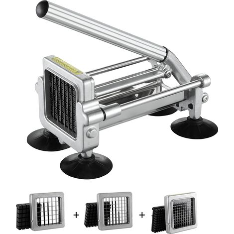 Mophorn Tagliapatate, con affettatrice per patate con lame in acciaio inossidabile da 1/2", 3/8" e 1/4", tagliapatate manuale con ventose, ideale per patate, patatine fritte, cetrioli, verdure, carote (1/5)