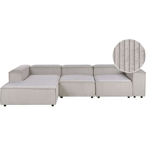 Modular Right Hand Sofa Taupe Cord 4 Seater Sectional Corner Sofa with ...
