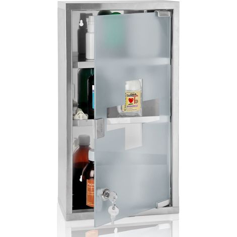 Medicine cabinet 485cm x 25cm x 12cm stainless steel safe storage (1/5)