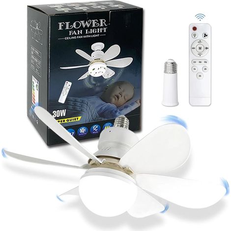 30-W-LED-Deckenventilator mit E27-Fassung und Fernbedienung zum Dimmen, geeignet für Wohnzimmer, Büro und Haushalt. (1/5)