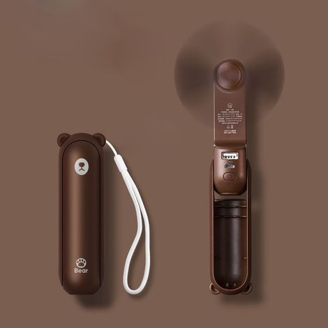 Ventilateur de poche portable en forme d'ours, petit ventilateur pliable pour la maison et le bureau, avec chargement USB. (1/5)