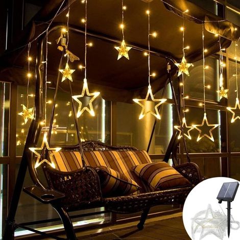 LED-Lichterkette, Solar-Lichterkette für Vorhänge, 3,5 m Lichterkette, Solar-LED-Lichterkette für Fenster, Schlafzimmer, Hochzeitsdekoration, Terrassenbeleuchtung (Farbe: Warmweiß B) (1/3)