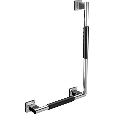 Empuñadura Emco SYSTEM 2 izquierda en ángulo de 90 grados con revestimiento cromado / negro