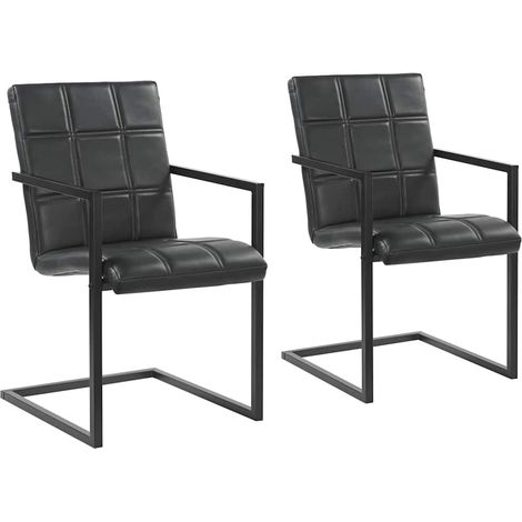 Maison Exclusive - Freischwinger 2 Stk. Schwarz Echtleder (1/5)