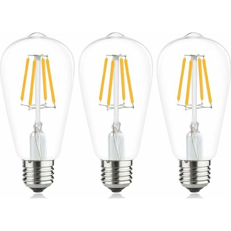 LED Filament Bulb E27 ST64 - 6 W - 2700 K - 540 Lm - Vintage Retro Edison Style - Pack of 3 (1/5)