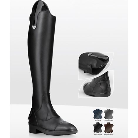 45, Schwarz: Reitstiefel Modell Ade aus weichem gehämmertem Kalbsleder mit seitlichem Gummizug und Reißverschluss hinten (1/2)