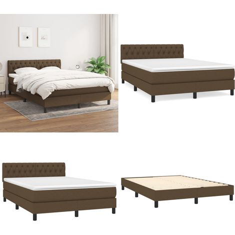 Boxspringbett mit Matratze Dunkelbraun 140x200 cm Stoff - Boxspringbett - Doppelbett - Bettenrahmen - Lattenrost - Matratze - Home & Living (1/5)
