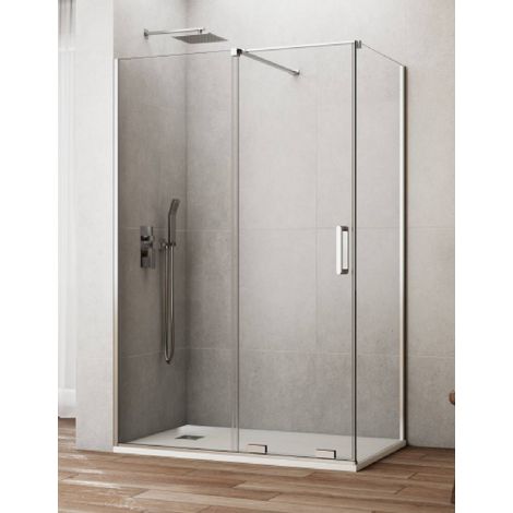 Duschkabine CIRENE (KENNA) 1+1 mit festem Seitenteil 100x70 cm Chrom Senkrechter Stange