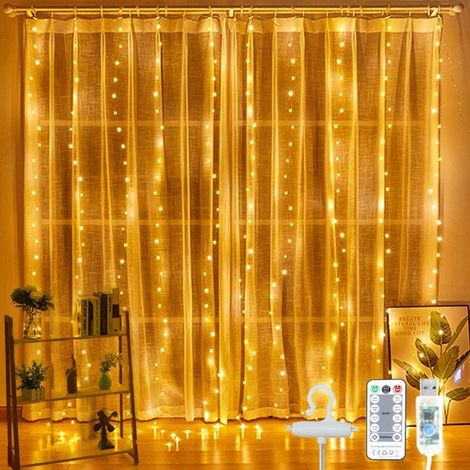Curtain Lights, 3m x 3m LED String Lights, 8 Warm White Lighting Modes, Window Decoration, Christmas, Wedding, Birthday, Home, Patio (1/5)