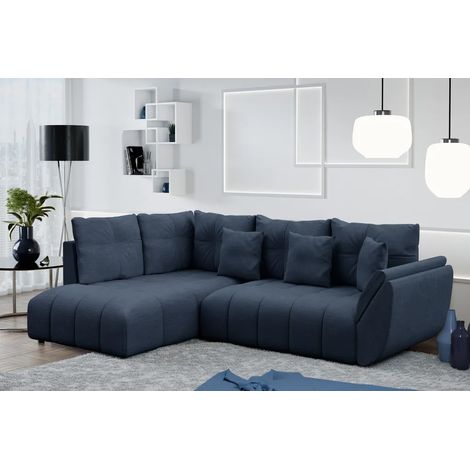 AX LIVING Ecksofa mit Schlaffunktion Corleone L Sofa Blau 268 cm