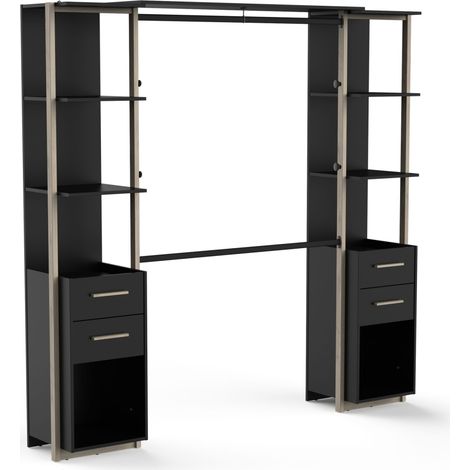 CABINA ARMADIO CON CASSETTI STILE INDUSTRIALE EBAN - Nero