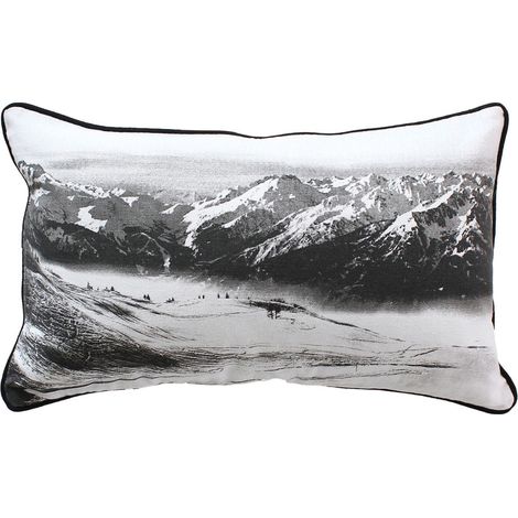 Coussin déhoussable en coton recyclé imprimé au recto/verso Noir 30x50 cm (1/2)