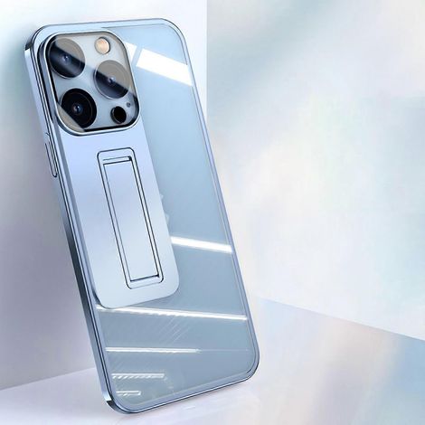 Clear Case for iPhone 15 Pro Max/ 15 Ultra with Screen Protector, Plating Built-in Magnetic Ring Kickstand Holder (1/5)