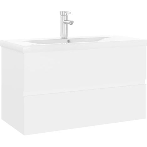Mueble bajo fregadero integrado y práctico 80 x 38,5 x 45 cm estilo contemporáneo acabado mate en madera de ingeniería blanca 020055092 (1/5)