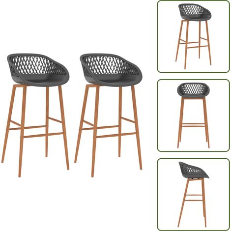 vidaXL Chaises de bar lot de 2 gris (1/5)