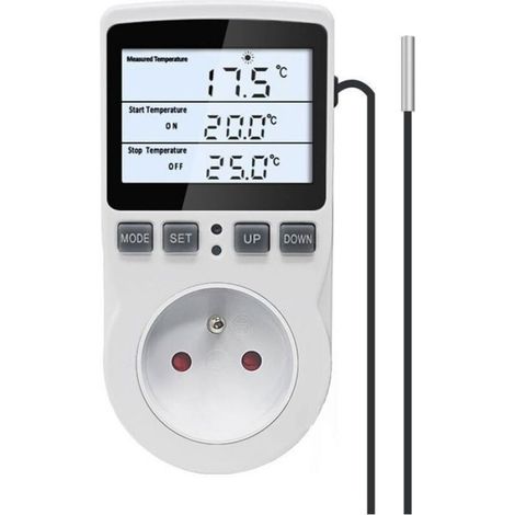 Regulateur Temperature - Digital Thermostat LCD - Chauffage Refroidissement - Plage -40 a 120 C - Capteur Cable 1 8 M - 200 V 250 V (1/3)