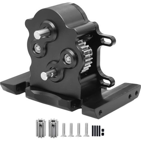 Caja de cambios de doble transmisión de aluminio para coche RC Crawler 1/10 LCG SCX10, piezas de mejora, color negro.