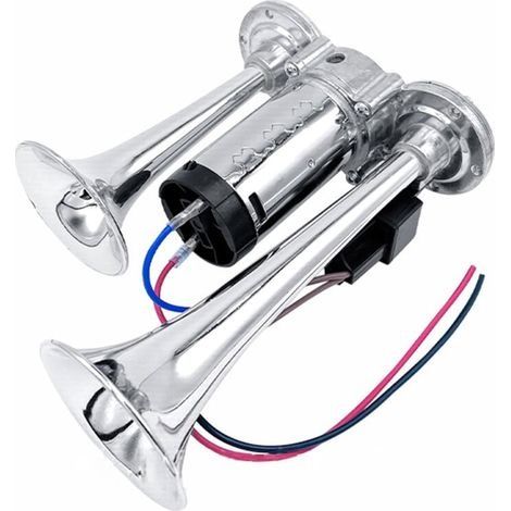 Klaxon double 600DB avec compresseur universel Compatible voitures 12V, motos, camions, trains, bateaux Son puissant pour sécurité accrue (1/4)
