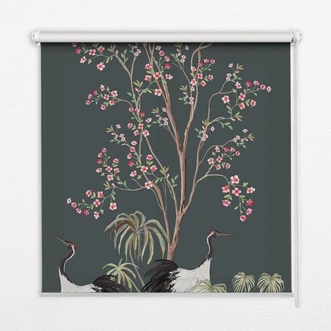 Tenda a Rullo Interna per Finestra - Tenda Filtrante Luce - Tenda Privacy - Tenda Decorativa Rettangolare - Rullo per Interni - (100 cm x 100 cm) - Uccelli al cespuglio di rose