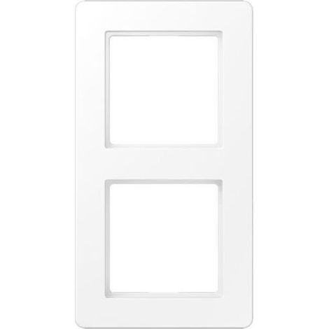 Jung Cadre double, A FLOW, thermoplastique laqué, blanc neige mat, montage vertical et horizontal AF 582 BF WWM (1/2)
